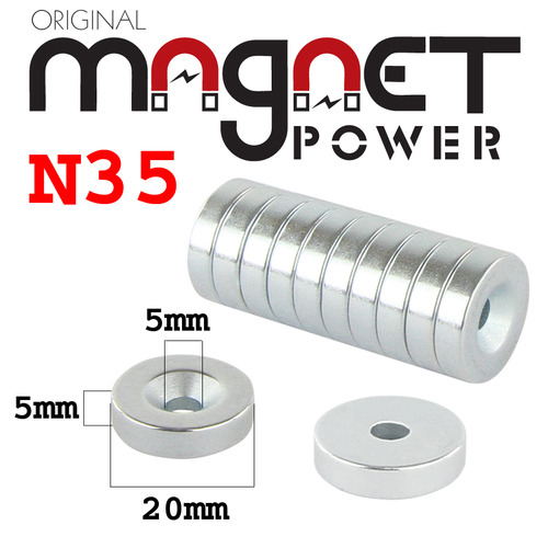 10x Strong Round Disc Magnets Ring Hole Rare Earth Neodymium Magnet 20 x 5mm