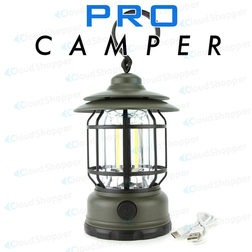 ARMY GREEN Retro Camping Lantern Light LED Work Lamp USB Rechargeable