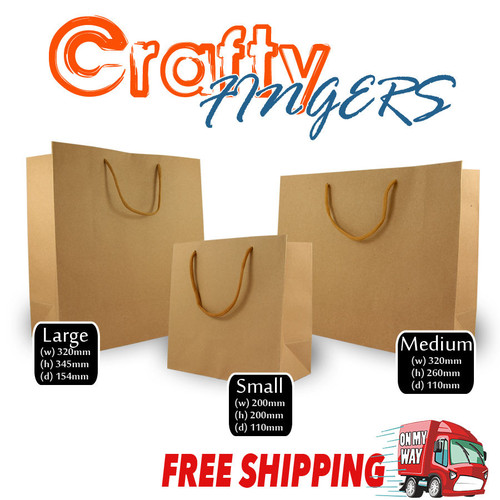 50x Brown Gift Bag 320x260x110cm - 180gsm