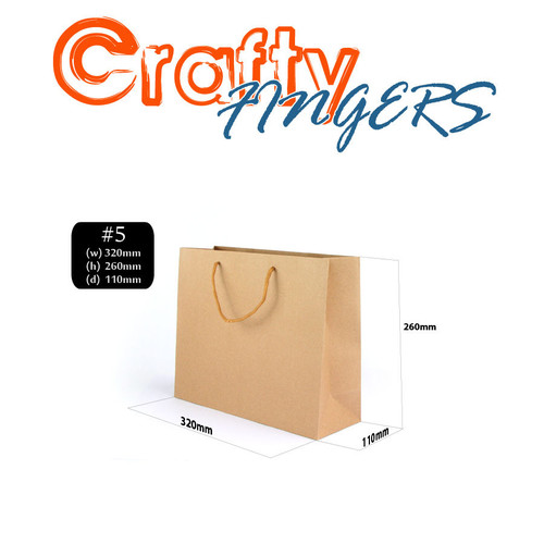 50 x CRAFT PAPER GIFT CARRY SHOPPING BAGS BULK BROWN 11 DIFFERENT SIZES [Size: #5 - 320(W) x 260(H) x 110mm(D)]
