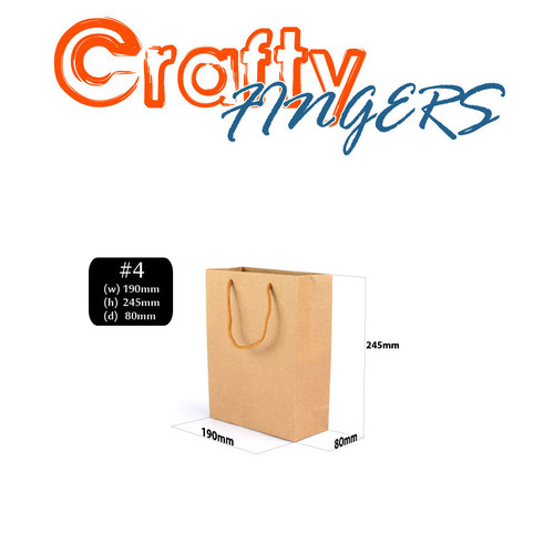50 x CRAFT PAPER GIFT CARRY SHOPPING BAGS BULK BROWN 11 DIFFERENT SIZES [Size: #4 - 190(W) x 245(H) x 80mm(D)]