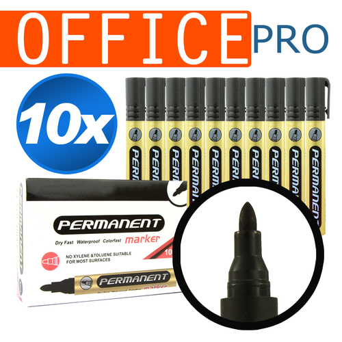10pcs Black Liquid Permanent Marker Pens Set Office Writing Same Day Shipping