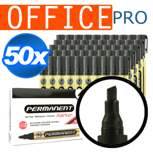 50pcs Black Liquid Chisel Tip Permanent Marker Pens Set Office Writing Same Day