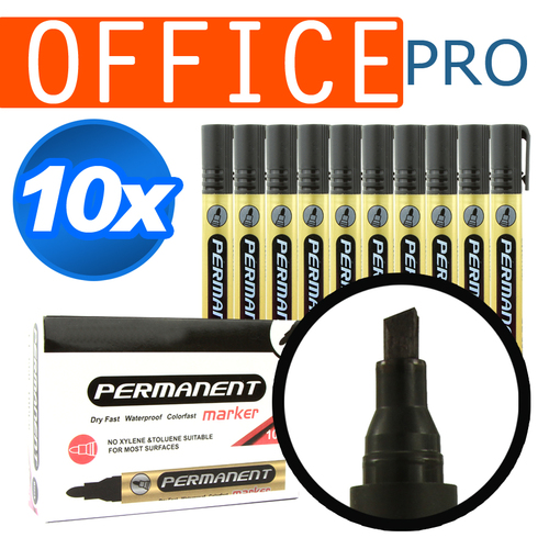 10pcs Black Liquid Chisel Tip Permanent Marker Pens Set Office Writing Same Day