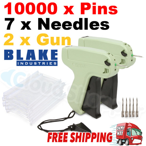 2x Clothes Garment Price Label Tagging Tags Gun Machine+10000 Barbs+6 Steel Needles