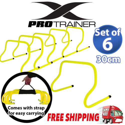 HURDLE (set of 6) 30cm AGILITY TRAINING SPEED SPORT SOCCER FOOTBALL MICRO FLUPRESCENT YELLOW