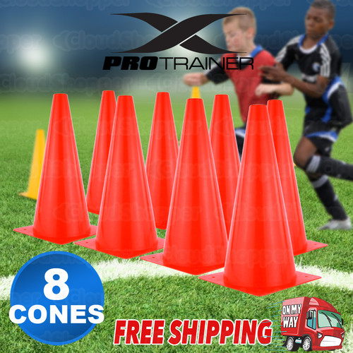 8 Pack Red Fitness Agility Sports Training Markers Cones Soccer Rugby