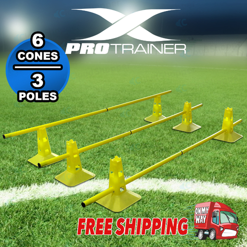 Fluro Green Hurdle Cone Set Agility Poles Agility Ladder Speed Training Equipment Adjustable