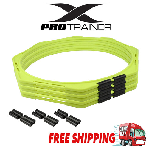 Fluorescent Green Octagonal Agility Ring Ladder - 6 Pack
