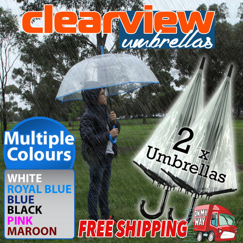 2x Clear Transparent 53cm Rain Umbrella Parasol PVC Dome Wedding Party Favor