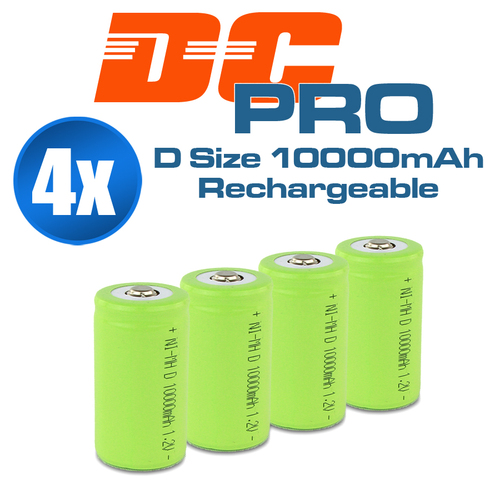 4x 10000mah D Size NI-MH Rechargeable Cell Battery 10000-mah NIMH Batteries 1.2V