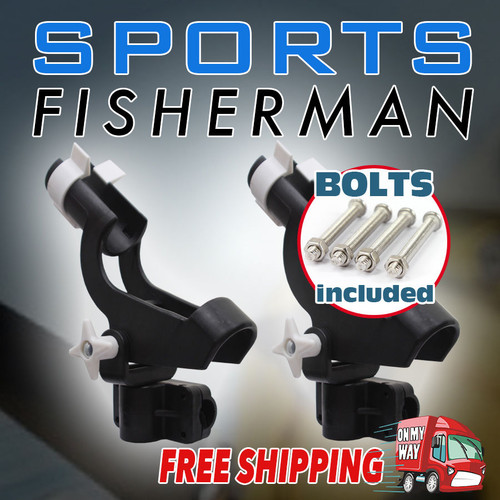 2x Fishing Rod Holder Boat Mount Rack Kayak Adjustable Side Tackle Black Marine