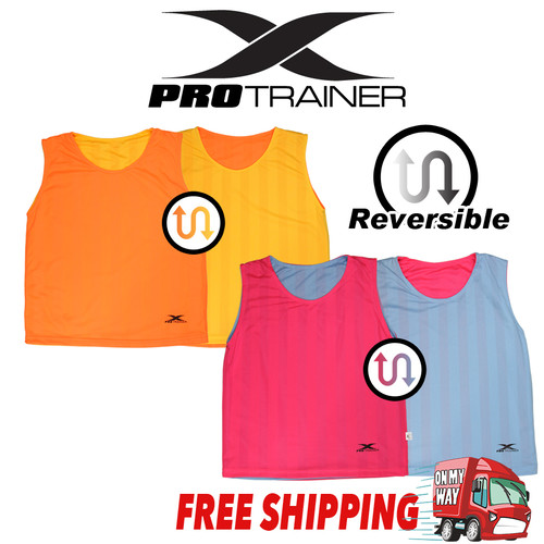6x REVERSABLE TRAINING BIBS SPORTS soccer football rugby mesh 2 SIZES - New