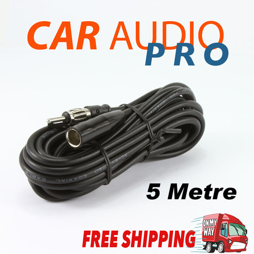 RADIO ANTENNA AERIAL EXTENSION LEAD CABLE CAR COAX AM FM MALE FEMALE 5M