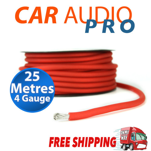 4 Gauge AWG RED Car Subwoofer AMP Wiring Wire Power Ground Cable 25 metres length NEW