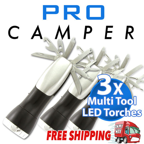 13 in 1 Multi Tool Super Bright Led Torch Flash Light x 3