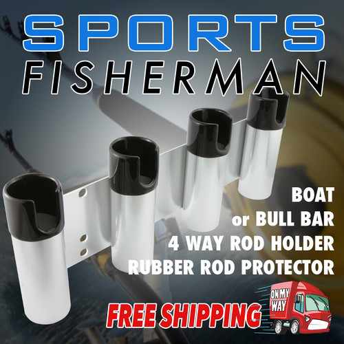 PROFESSIONAL BOAT/BULL BAR FISHING ROD HOLDER/CARRIER ALUMINIUM 4 HOLE