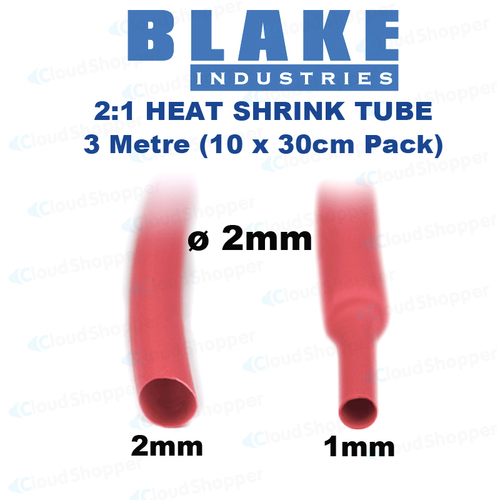 Heat Shrink Red 2mm - 10 Pack