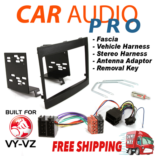 VY-VZ COMMODORE 2DIN BLACK FACIA FASCIA KIT + WIRING HARNESS + ANTENNA ADAPTOR