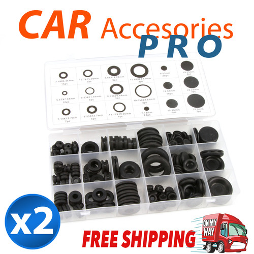 250PCS Rubber Ring Grommets Assortment Sealing Gasket Kit Car Truck Boat Black