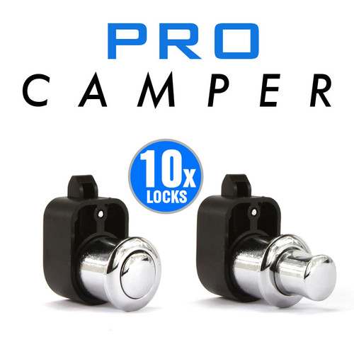 Push Lock Latch Knob (Chrome) 10 PACK - Caravan Motorhome Boat - Drawer Cupboard